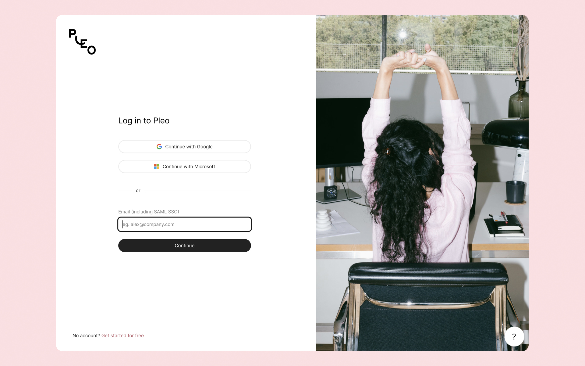 Pleo Login screen re-design